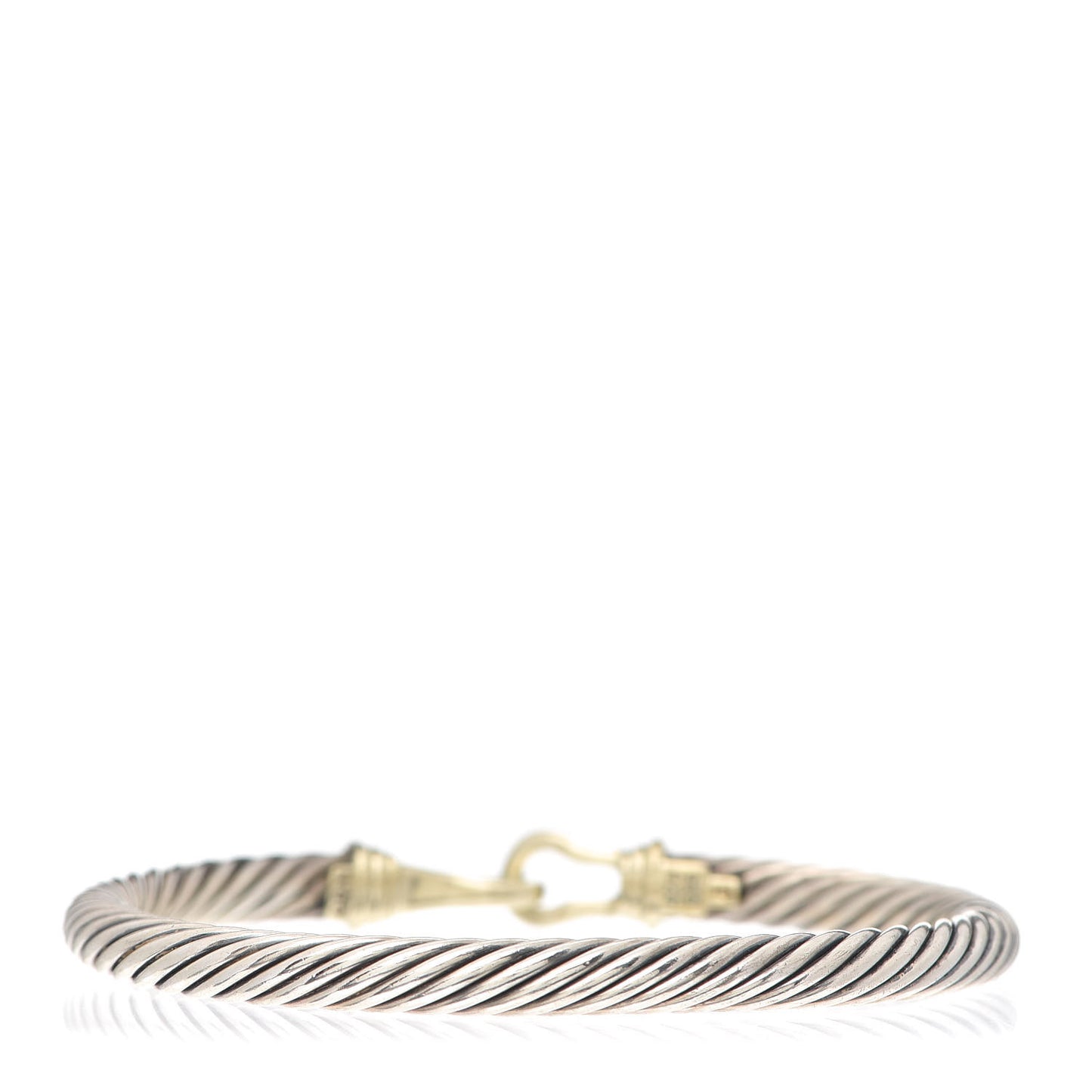 Sterling Silver 14K Yellow Gold 5mm Cable Classic Buckle Bracelet