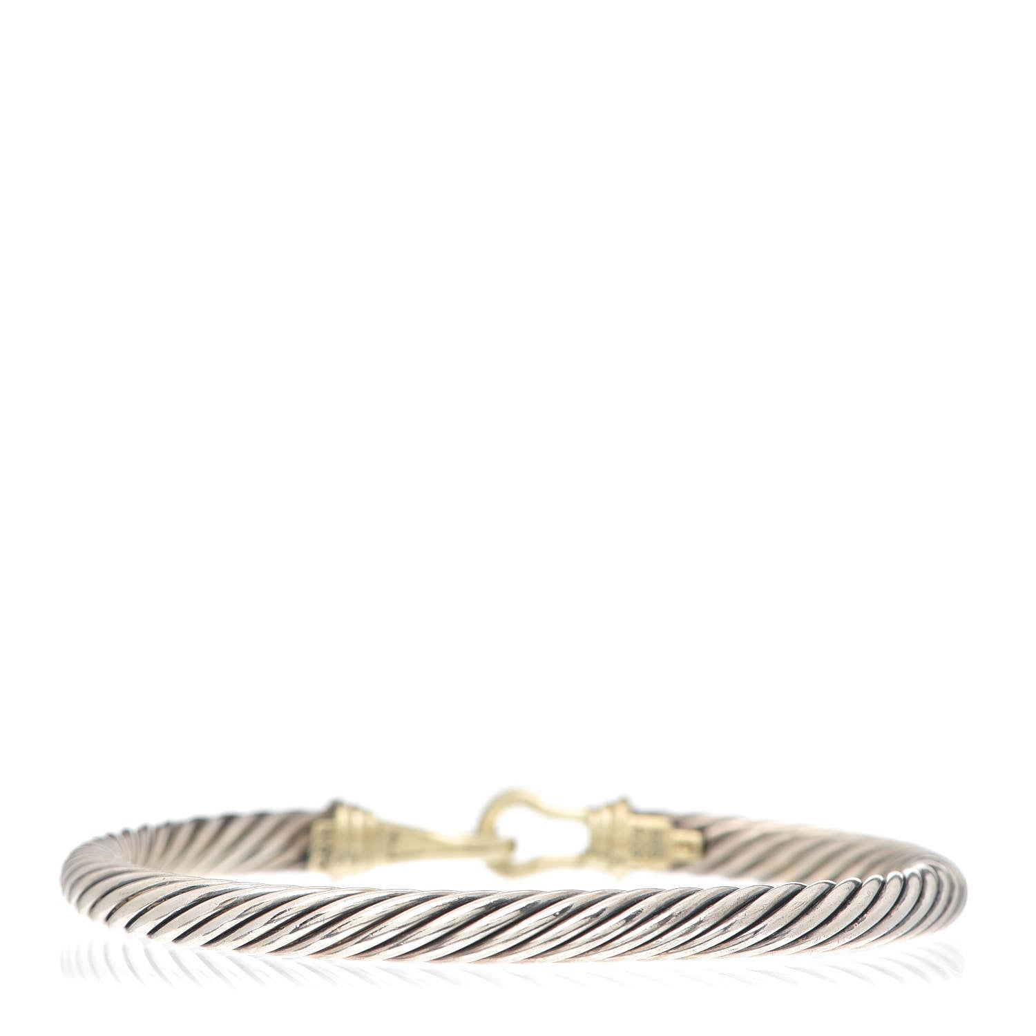 David Yurman Sterling Silver 14K Yellow Gold 5mm Cable Classic Buckle Bracelet 3 of 5