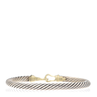 David Yurman Sterling Silver 14K Yellow Gold 5mm Cable Classic Buckle Bracelet 3 of 5
