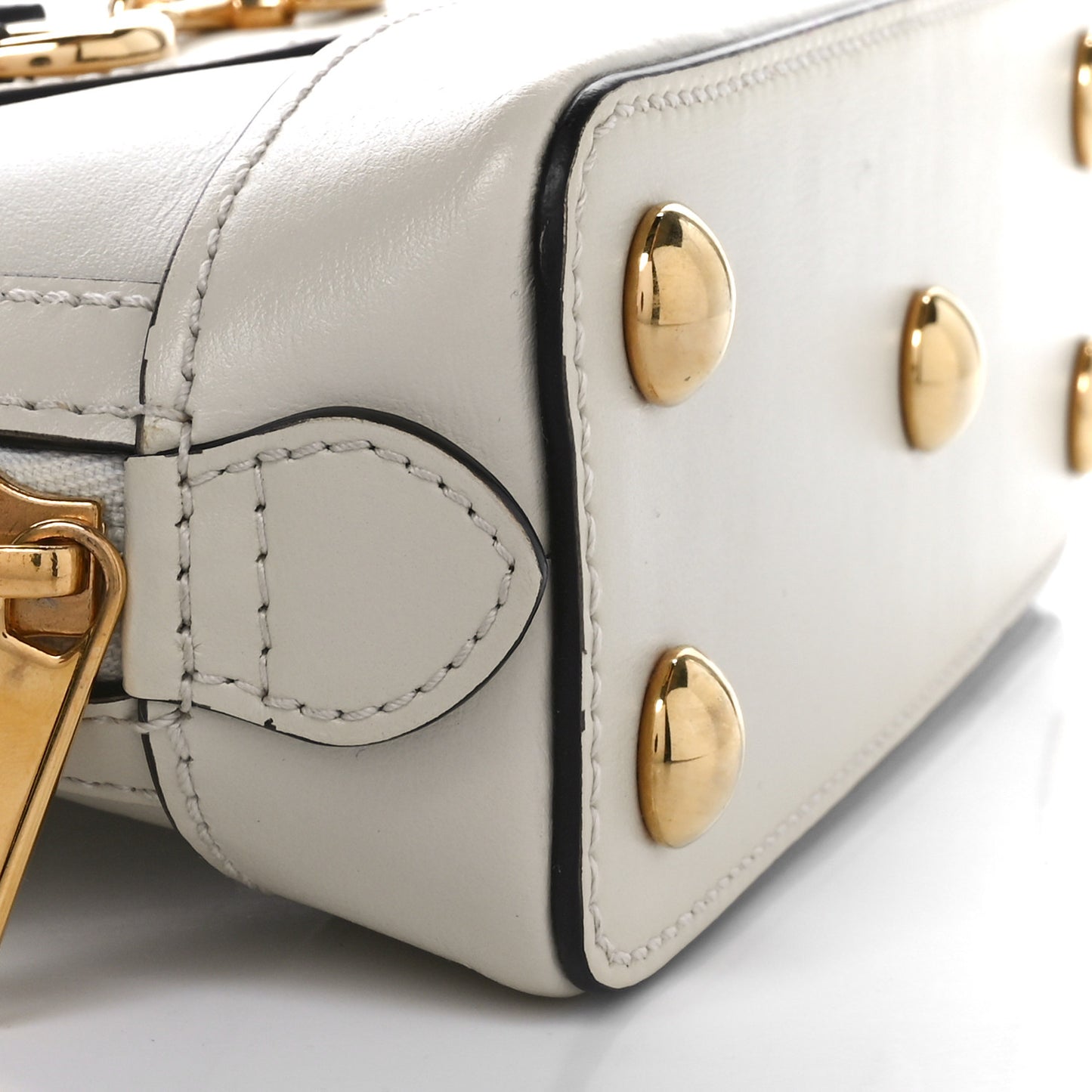 Boarded Plutone Calfskin Mini Horsebit 1955 Top Handle Bag Mystic White