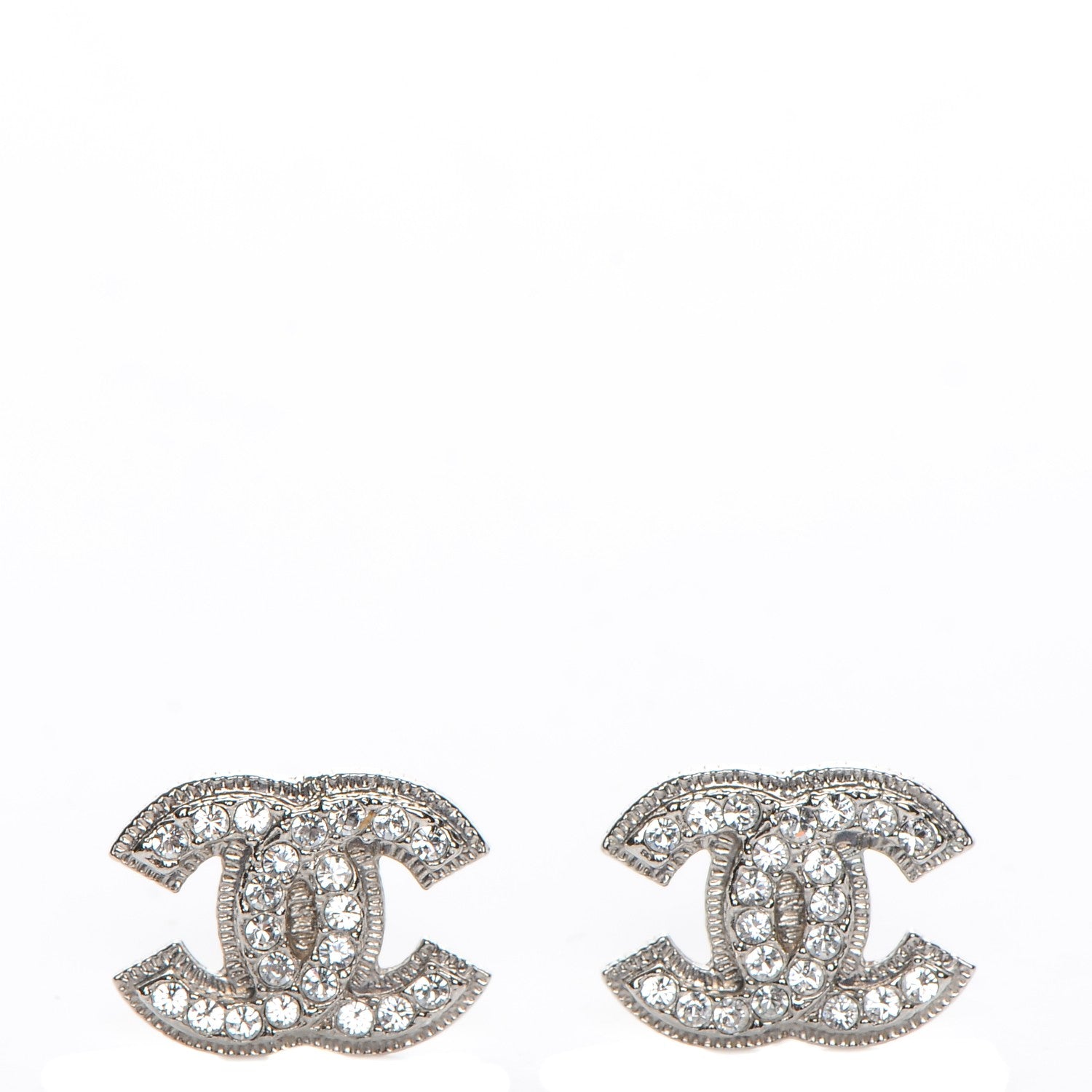 Chanel Crystal CC Earrings Silver 1 of 6