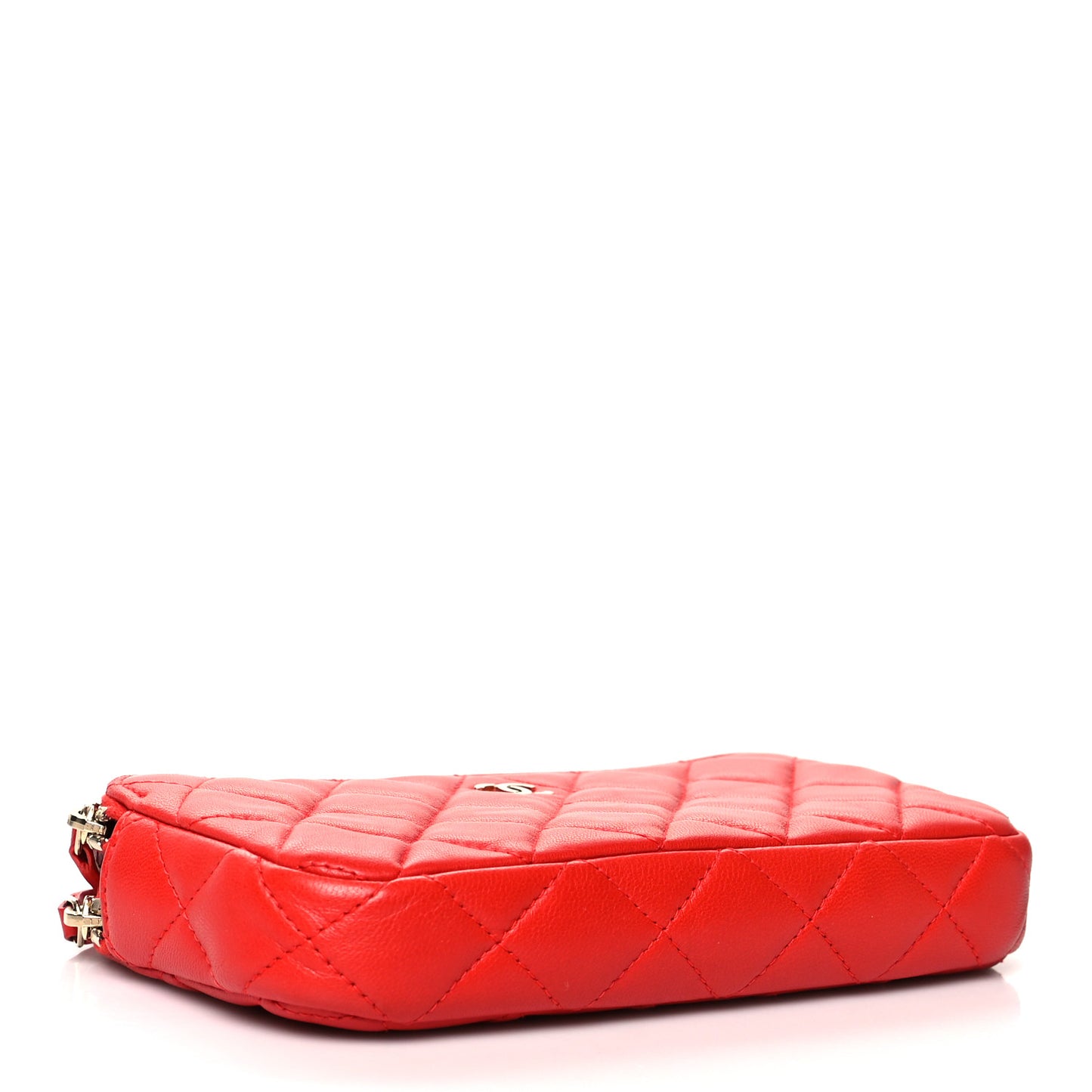 Lambskin Quilted Small Clutch With Chain Red