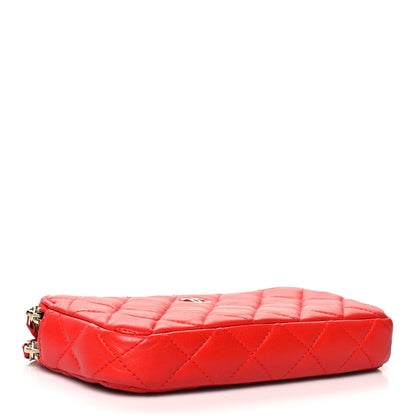 Chanel Lambskin Quilted Small Clutch With Chain Red 4 of 13
