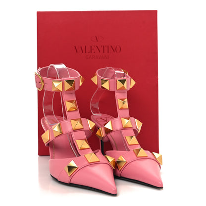 Valentino Garavani Calfskin Roman Stud Ankle Strap 80mm Pumps 38 Flamingo Pink 9 of 9
