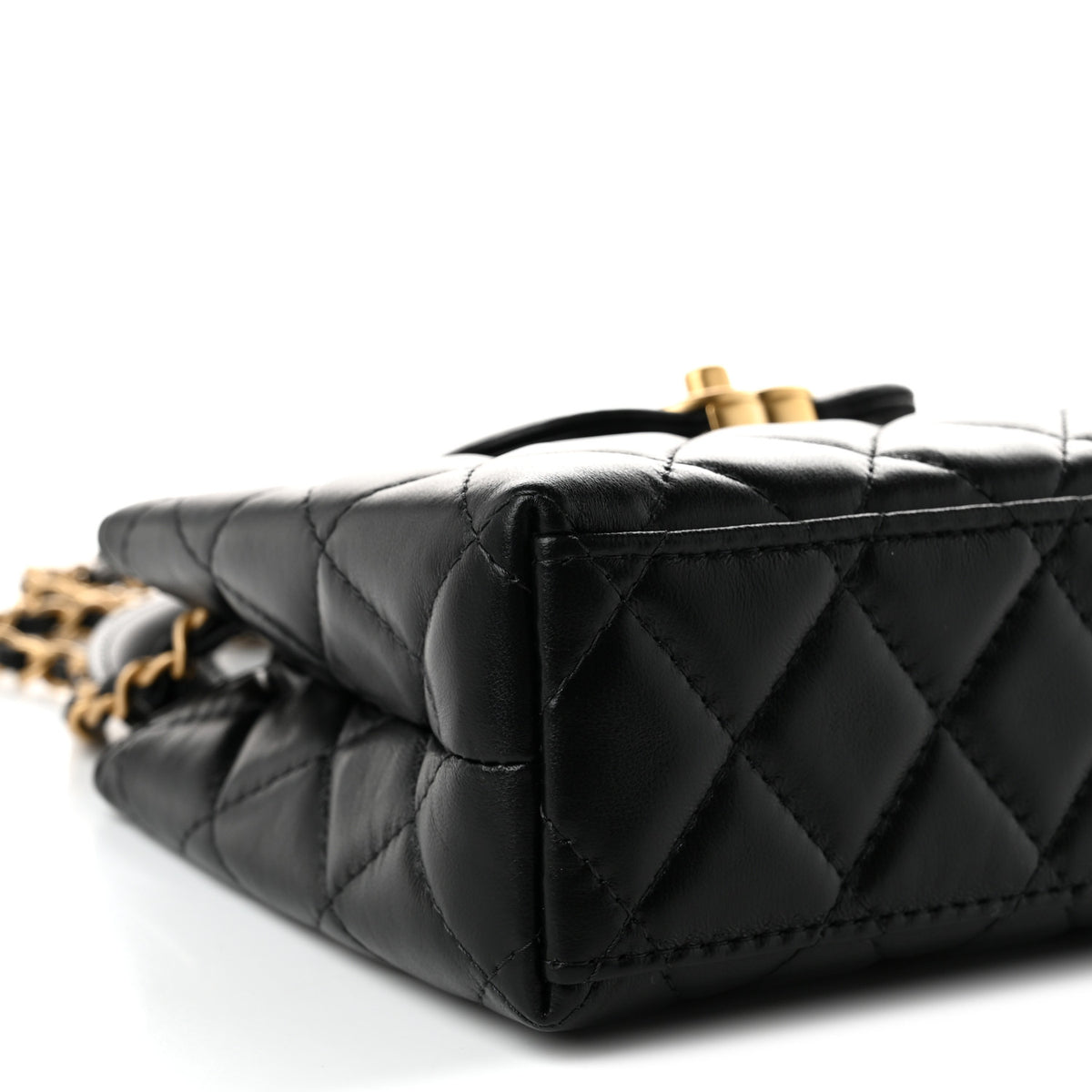 Chanel Shiny Aged Calfskin Quilted Nano Kelly Shopper Black 8 of 10