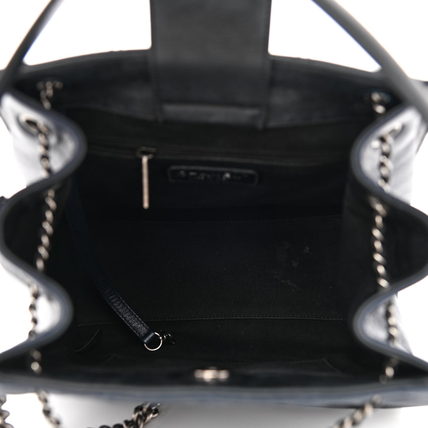 Caviar Quilted Medium CC Bucket Bag Dark Blue
