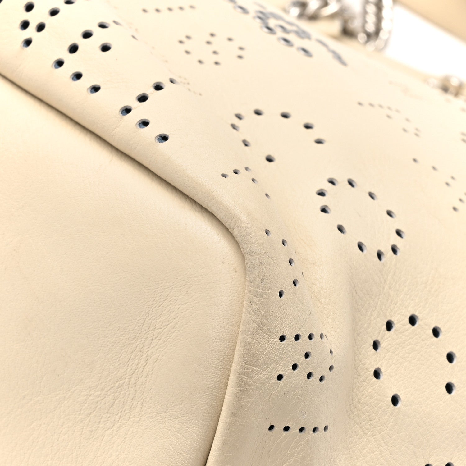 Chanel Calfskin Tweed Small Logo Eyelets Shopping Tote Beige 12 of 15