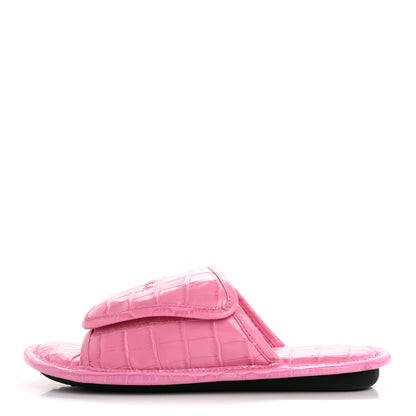 Balenciaga Calfskin Logo Crocodile Embossed Slides 40 Fuxia 1 of 10
