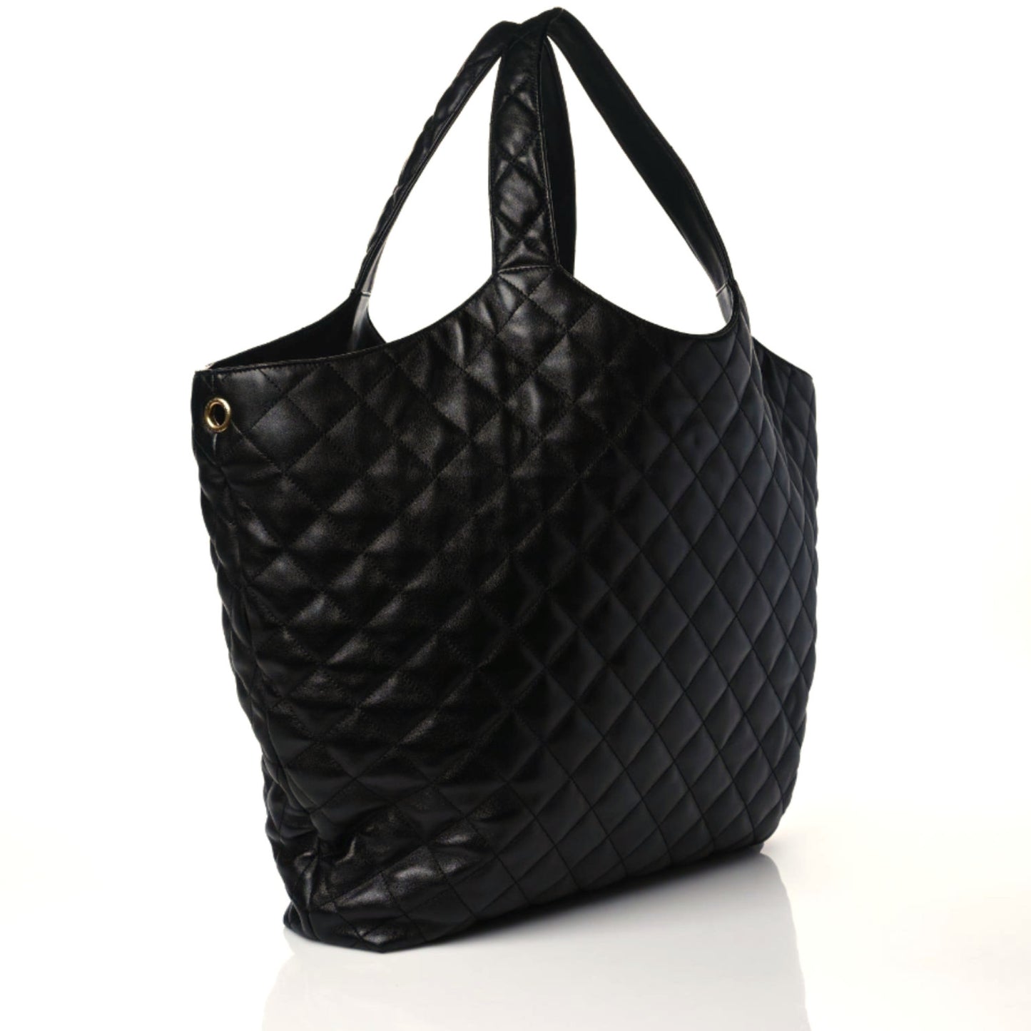 Lambskin Quilted Maxi Icare Shopping Tote Black