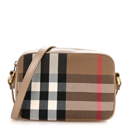 Burberry Calfskin House Check Small Camera Bag Chestnut Beige 1 of 12