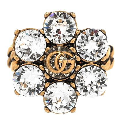Gucci Metal Crystal Marmont Ring S Aged Gold 1 of 5