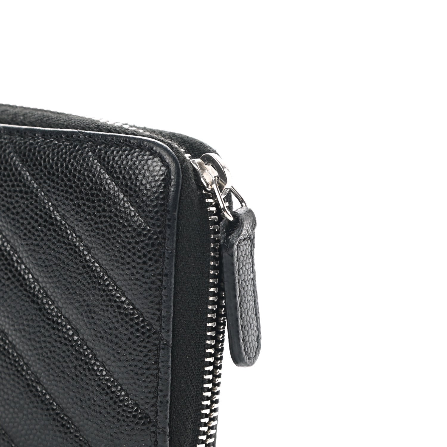 Chanel Caviar Chevron Quilted Small Zip Around Wallet Black 12 of 13