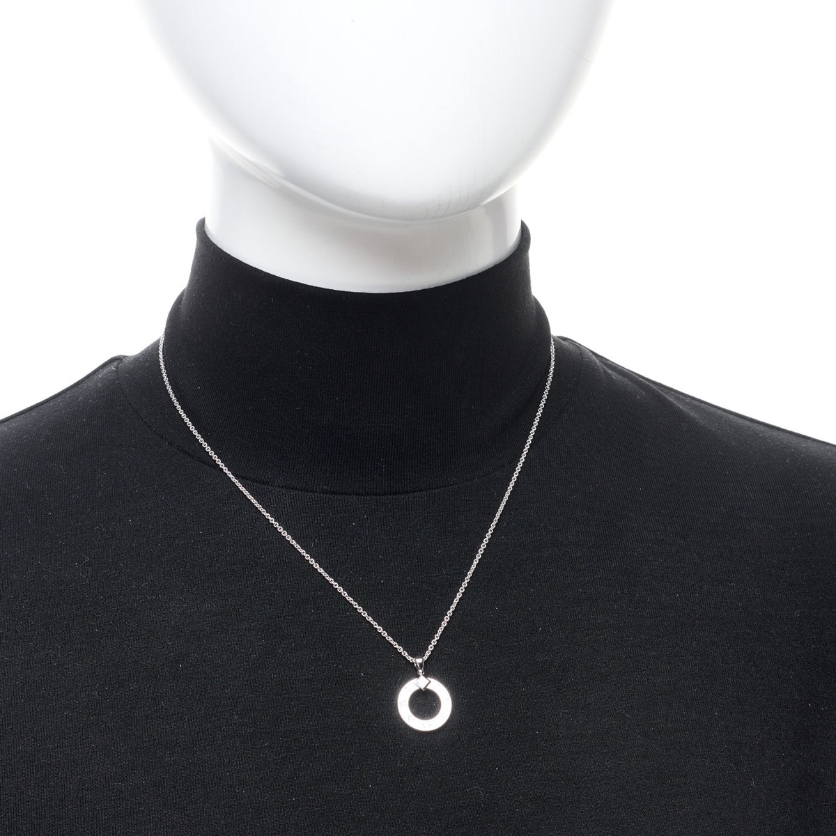 Bulgari 18K White Gold Diamond BVLGARI Pendant Necklace 2 of 5