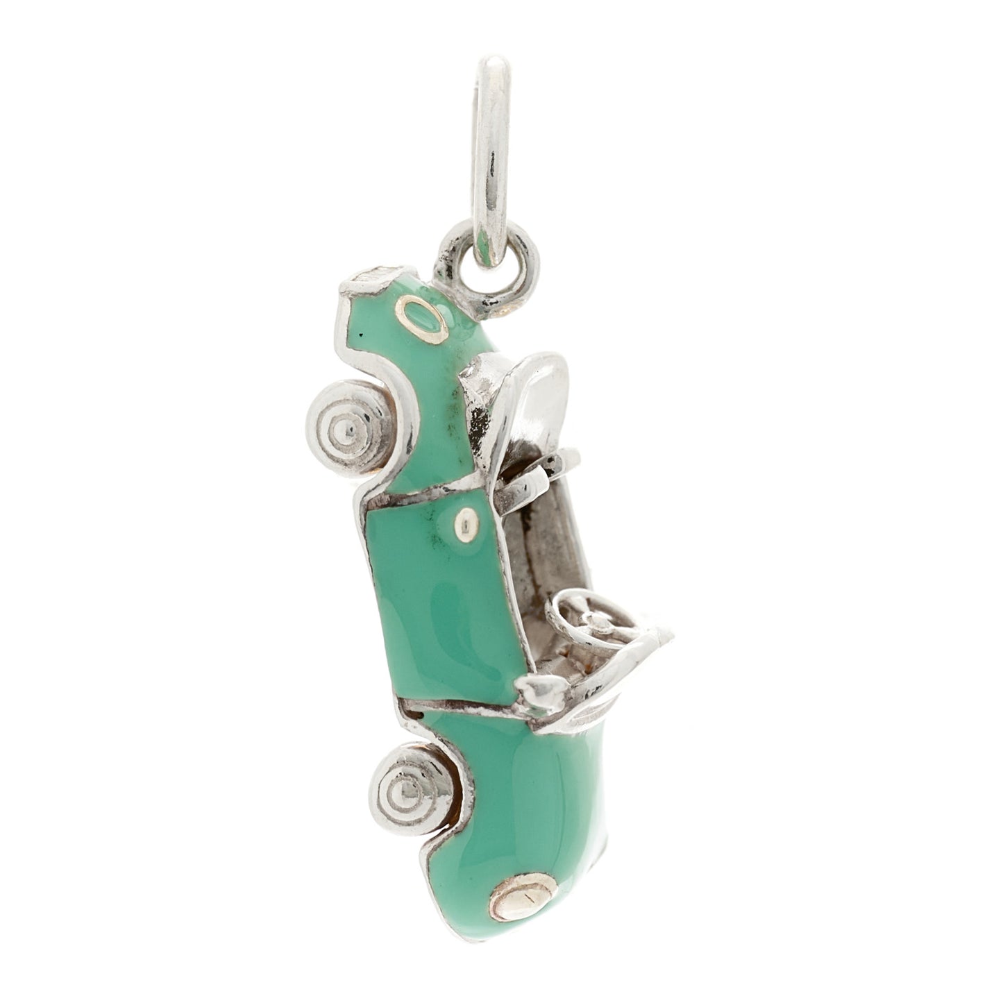 Sterling Silver Enamel Car Charm Blue