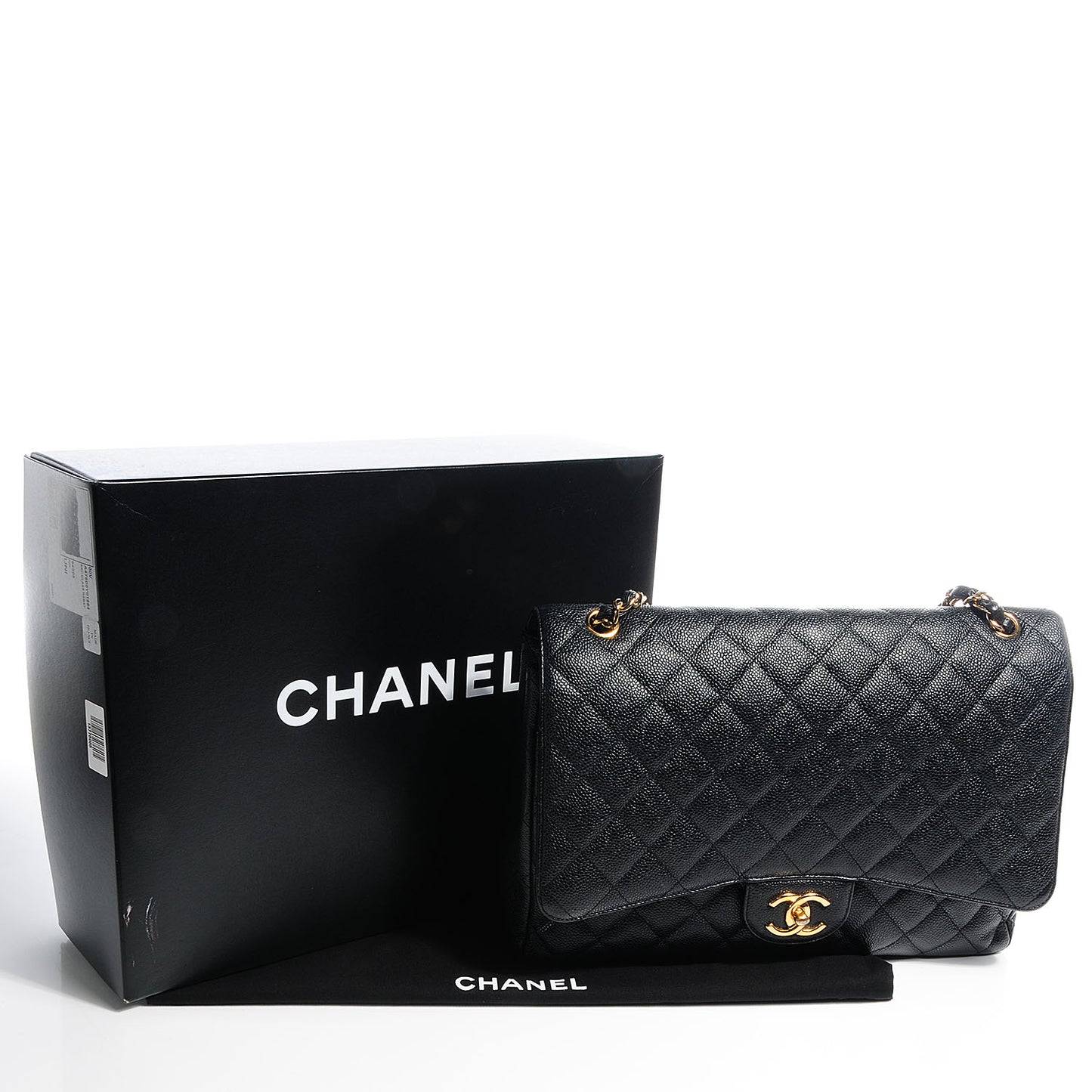 Caviar Quilted Maxi Double Flap Black
