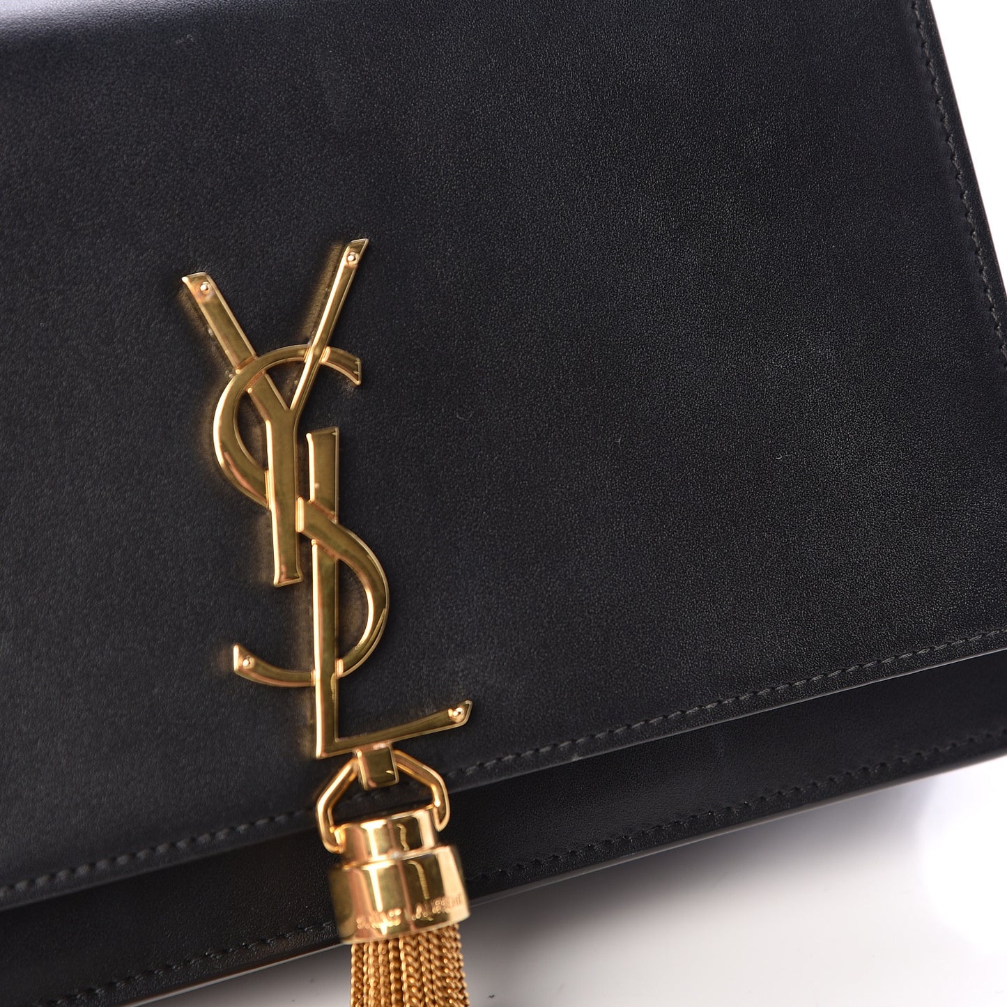 Smooth Calfskin Classic Monogram Kate Tassel Chain Wallet Black