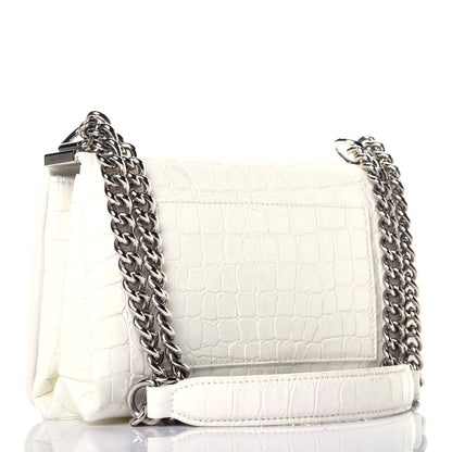 Versace Croc Stamped Patent Palazzo Sultan Shoulder Bag White 3 of 8