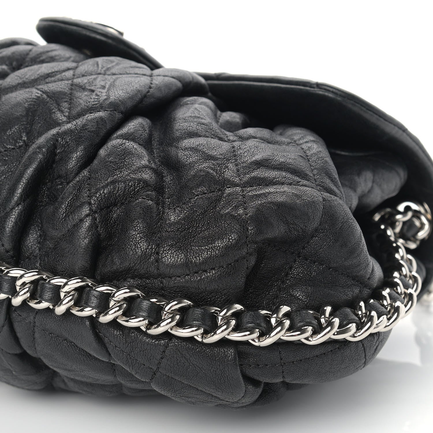 Chanel Washed Lambskin Quilted Medium Chain Around Messenger Black 9 of 9