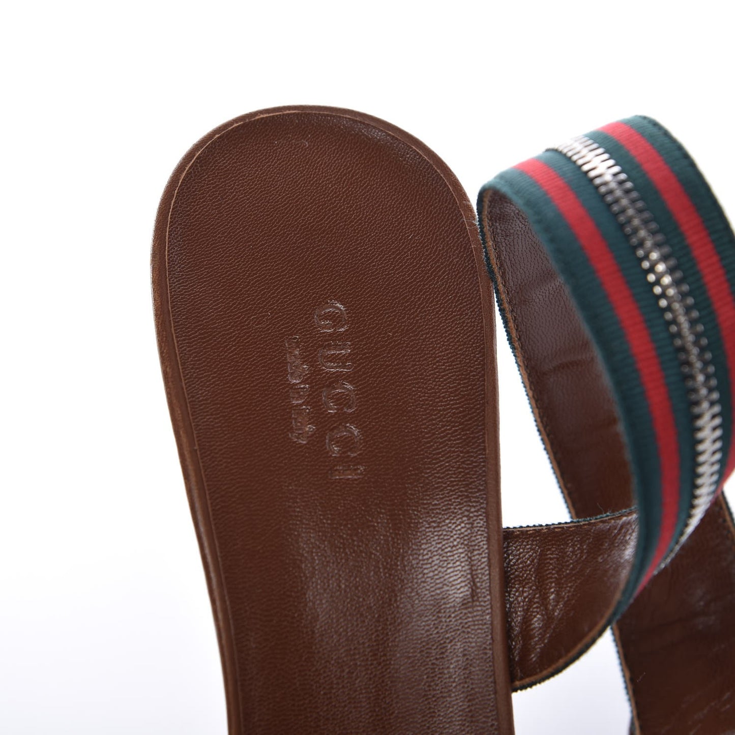 Calfskin Web Zip Lifford Sandals 37.5 Cuir