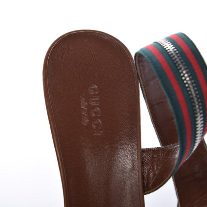 Gucci Calfskin Web Zip Lifford Sandals 37.5 Cuir 7 of 10