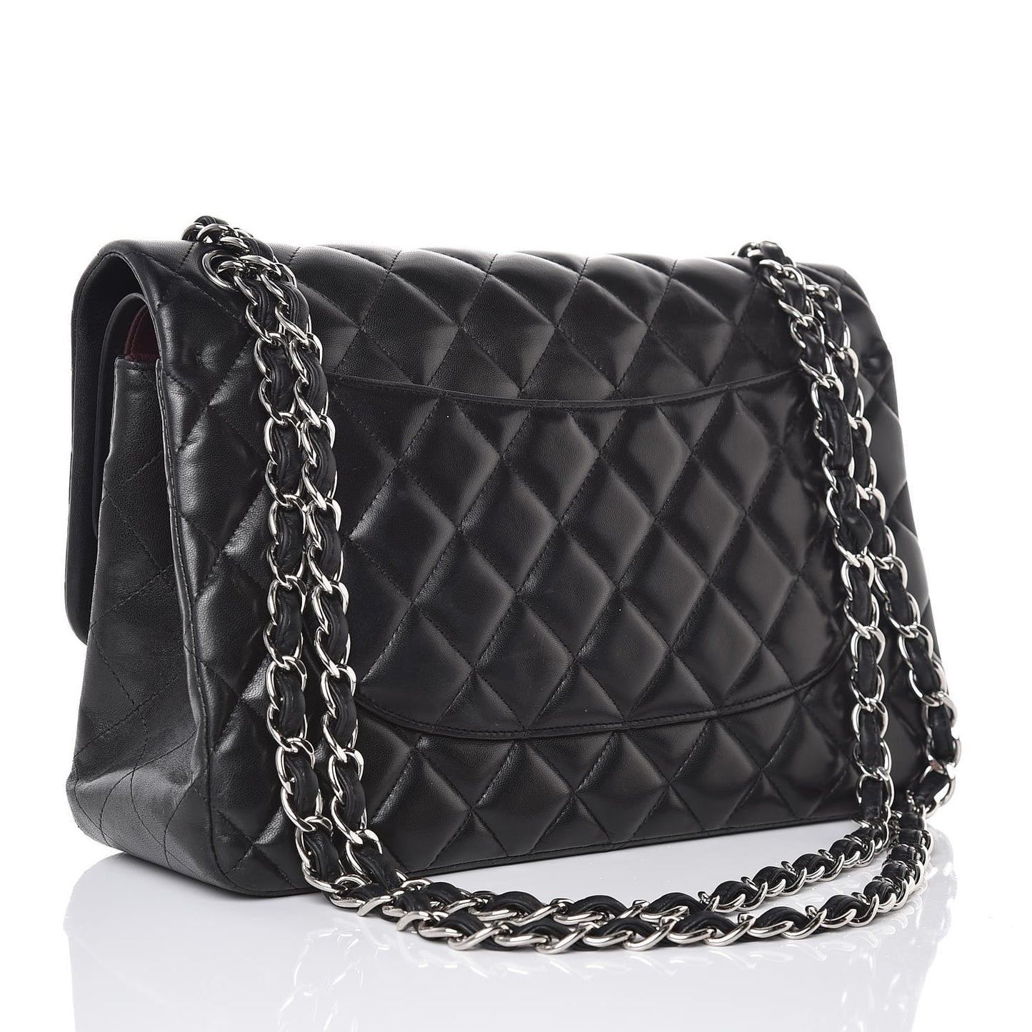 Lambskin Quilted Jumbo Double Flap Black
