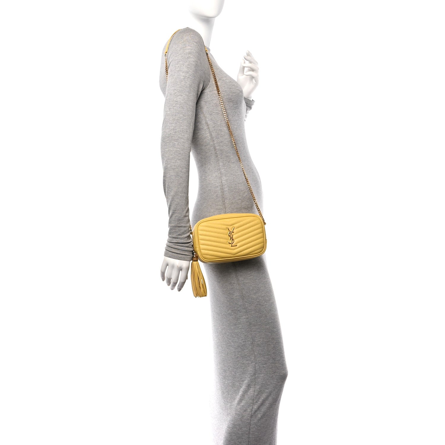 Saint Laurent Grain De Poudre Matelasse Monogram Mini Lou Camera Bag Sunflower 2 of 14