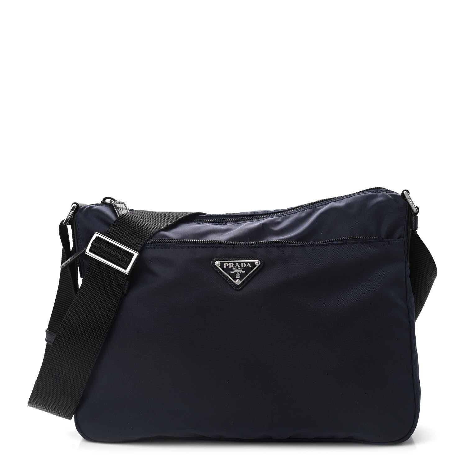 Prada Nylon Vela Flat Messenger Bag Blue Black 1 of 8
