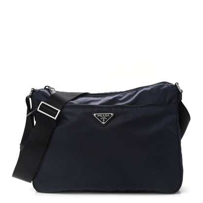 Prada Nylon Vela Flat Messenger Bag Blue Black 1 of 8