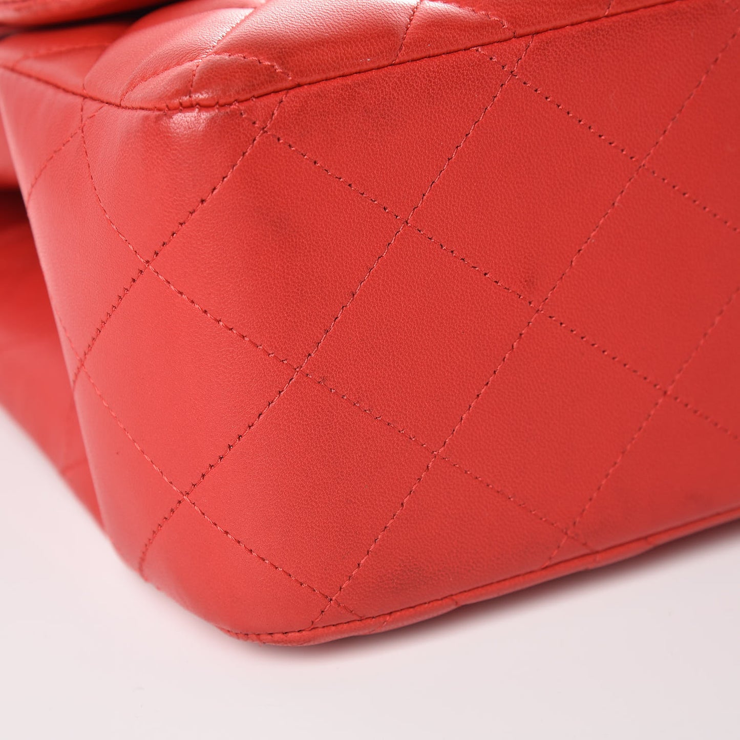 Lambskin Quilted Jumbo Double Flap Red