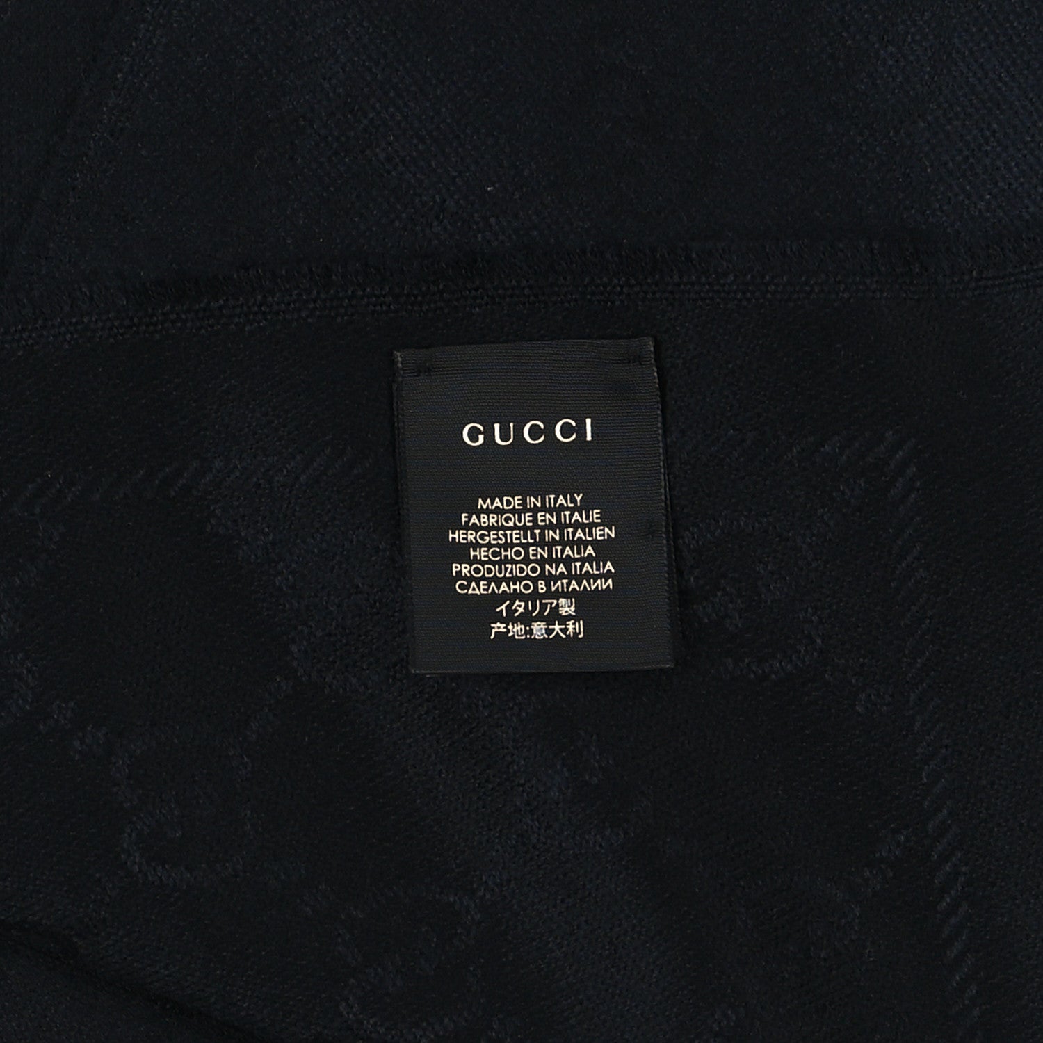Gucci Wool Jacquard GG Monogram Sten Fringe Scarf Black 4 of 5