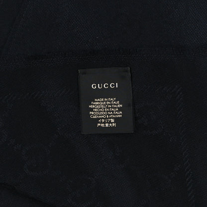Gucci Wool Jacquard GG Monogram Sten Fringe Scarf Black 4 of 5