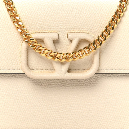 Valentino Garavani Grainy Calfskin VLogo Wallet With Chain Light Ivory 7 of 10