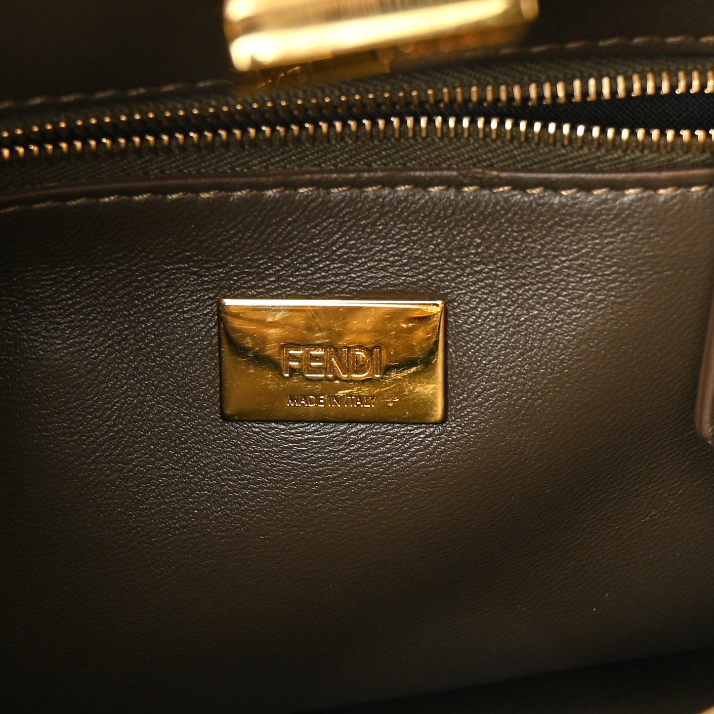 Glazed Fabric Vitello FF 1974 Hairdo Girls Inlay Mini Peekaboo Iconic Satchel Mogano Panna Multicolor