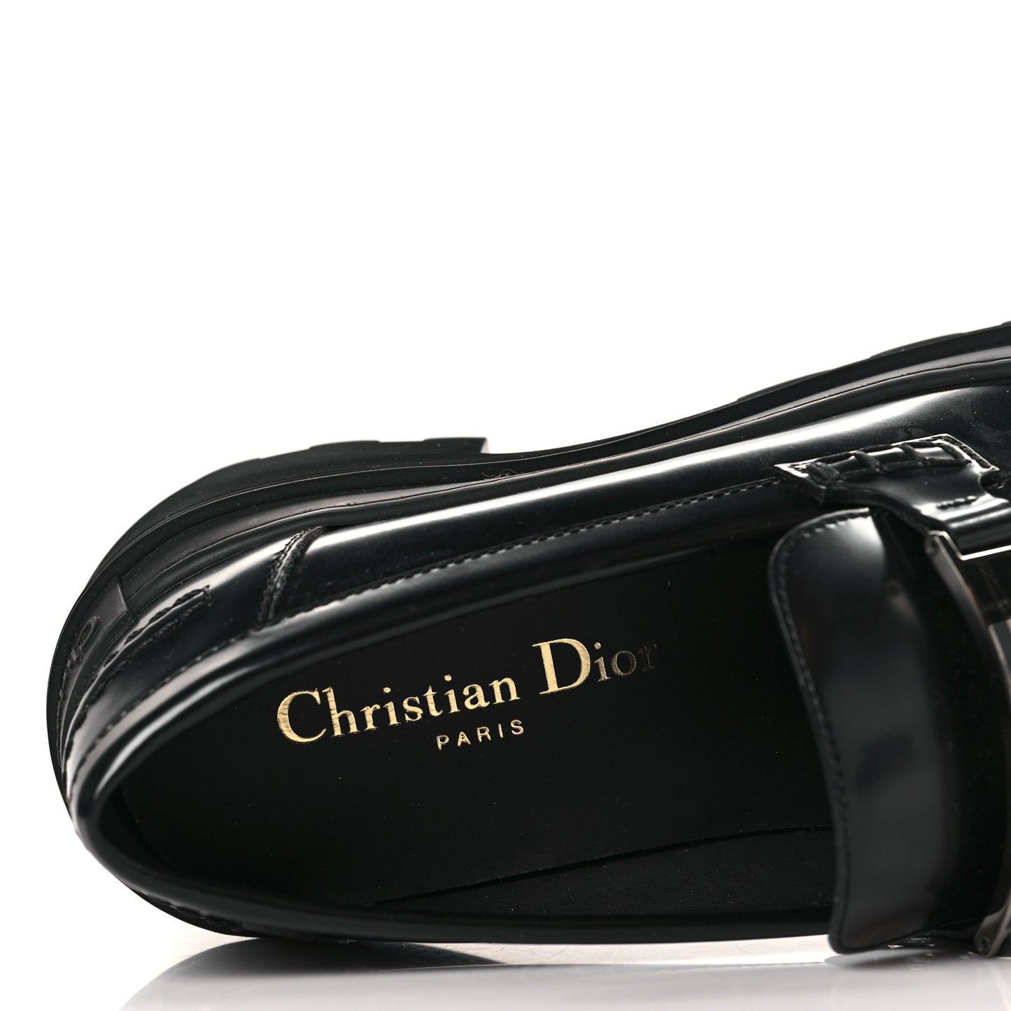 Brushed Calfskin Dior Code Lug Sole Platform 35mm Loafers 37 Black