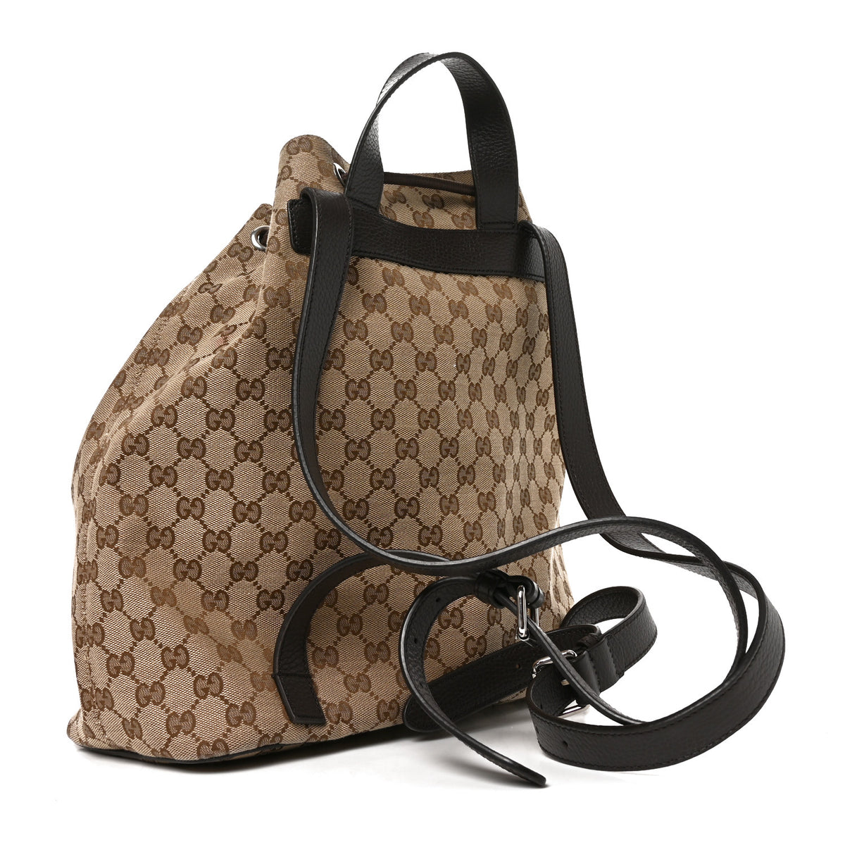 Monogram Dollar Calfskin O Drawstring Backpack Beige Ebony Testa di Moro Dark Chocolate