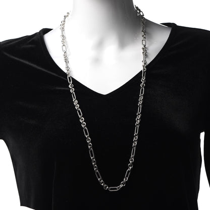 David Yurman Sterling Silver 18K Yellow Gold Figaro Chain Link Necklace 2 of 5