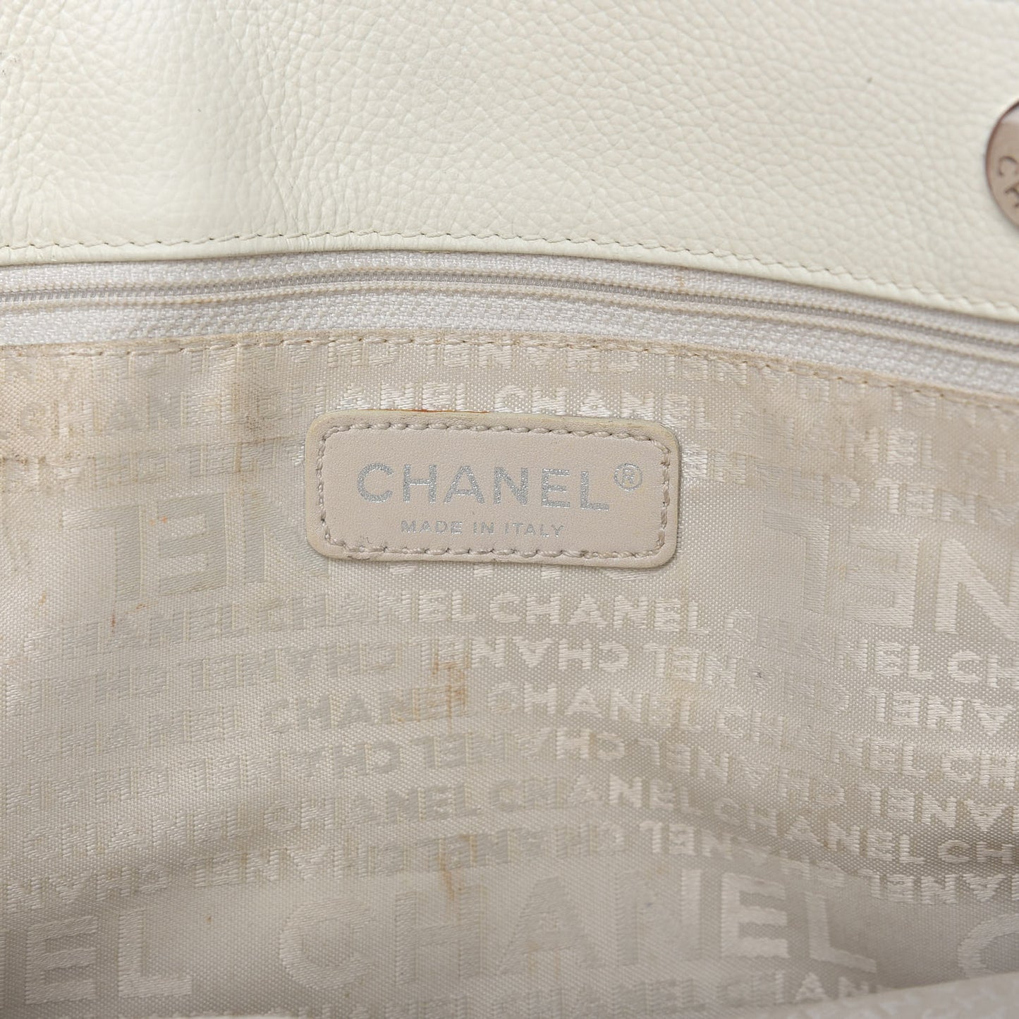 Calfskin Mademoiselle Lock Cerf Executive Shopper Tote White