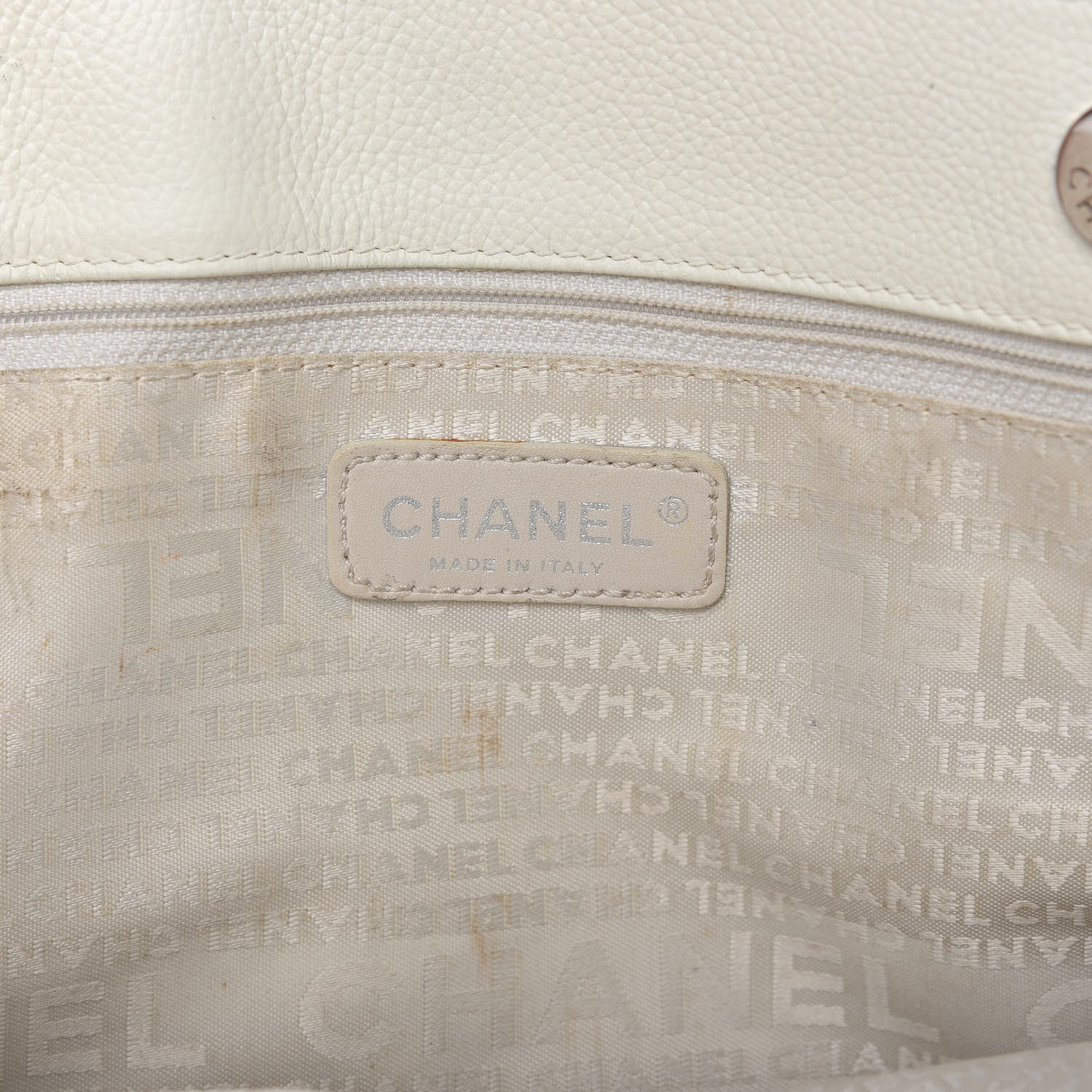 Chanel Calfskin Mademoiselle Lock Cerf Executive Shopper Tote White 8 of 14