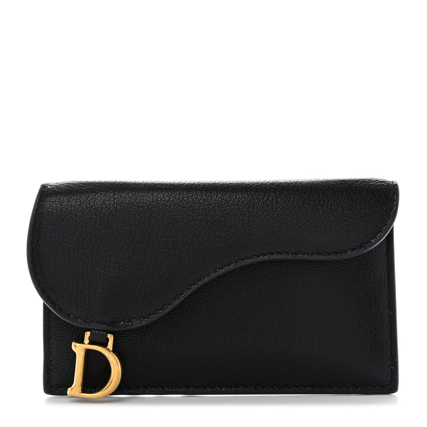 Goatskin Saddle Cosmos Zipped Card Holder Black