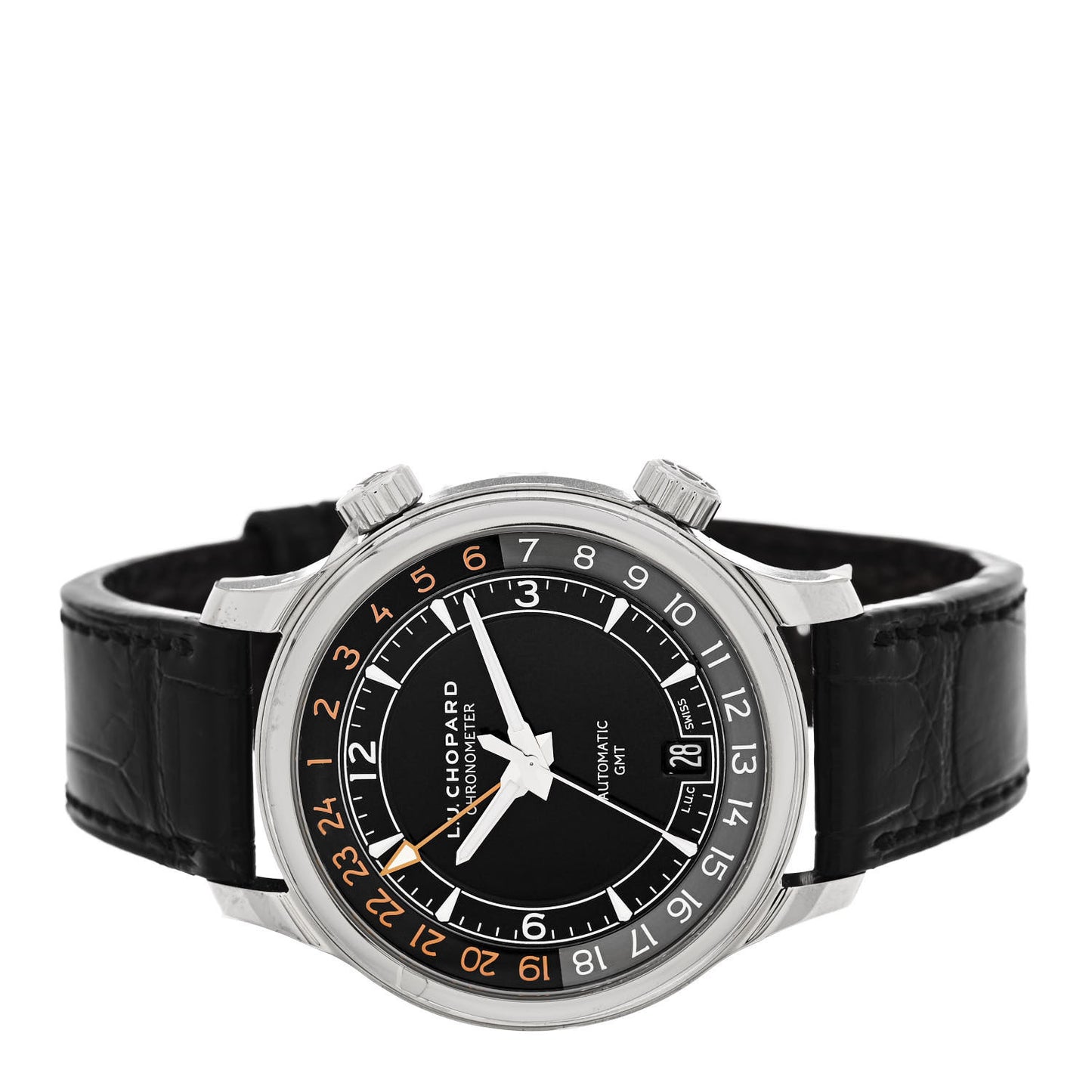 Stainless Steel Alligator 42mm L.U.C GMT One Automatic Watch