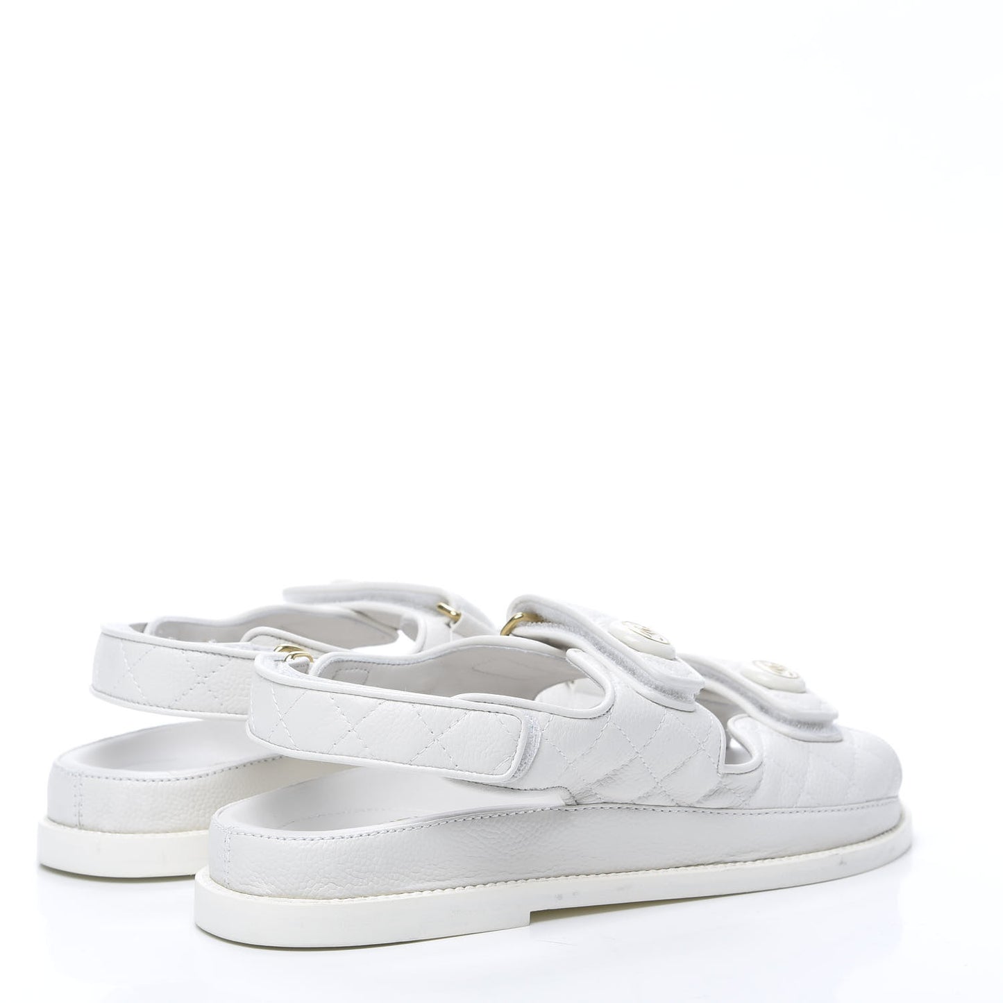 Grained Calfskin Velcro Dad Sandals 39.5 White