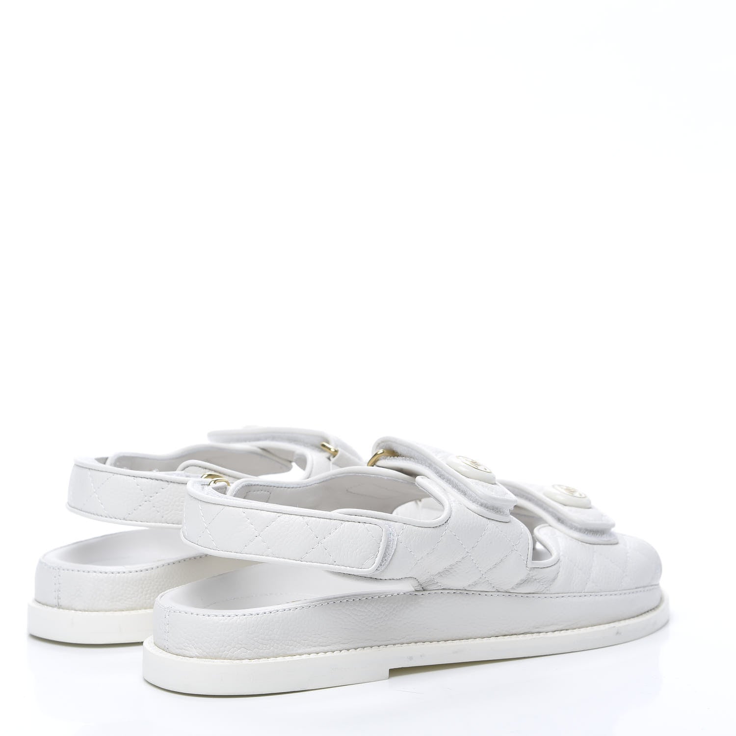 Chanel Grained Calfskin Velcro Dad Sandals 39.5 White 5 of 8