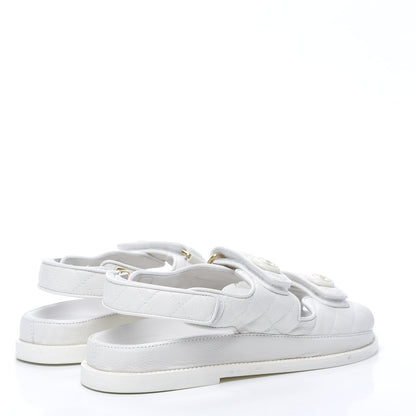 Chanel Grained Calfskin Velcro Dad Sandals 39.5 White 5 of 8