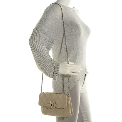 Chanel Calfskin Quilted Double Stitch Hamptons Clutch With Chain Beige Clair 2 of 7