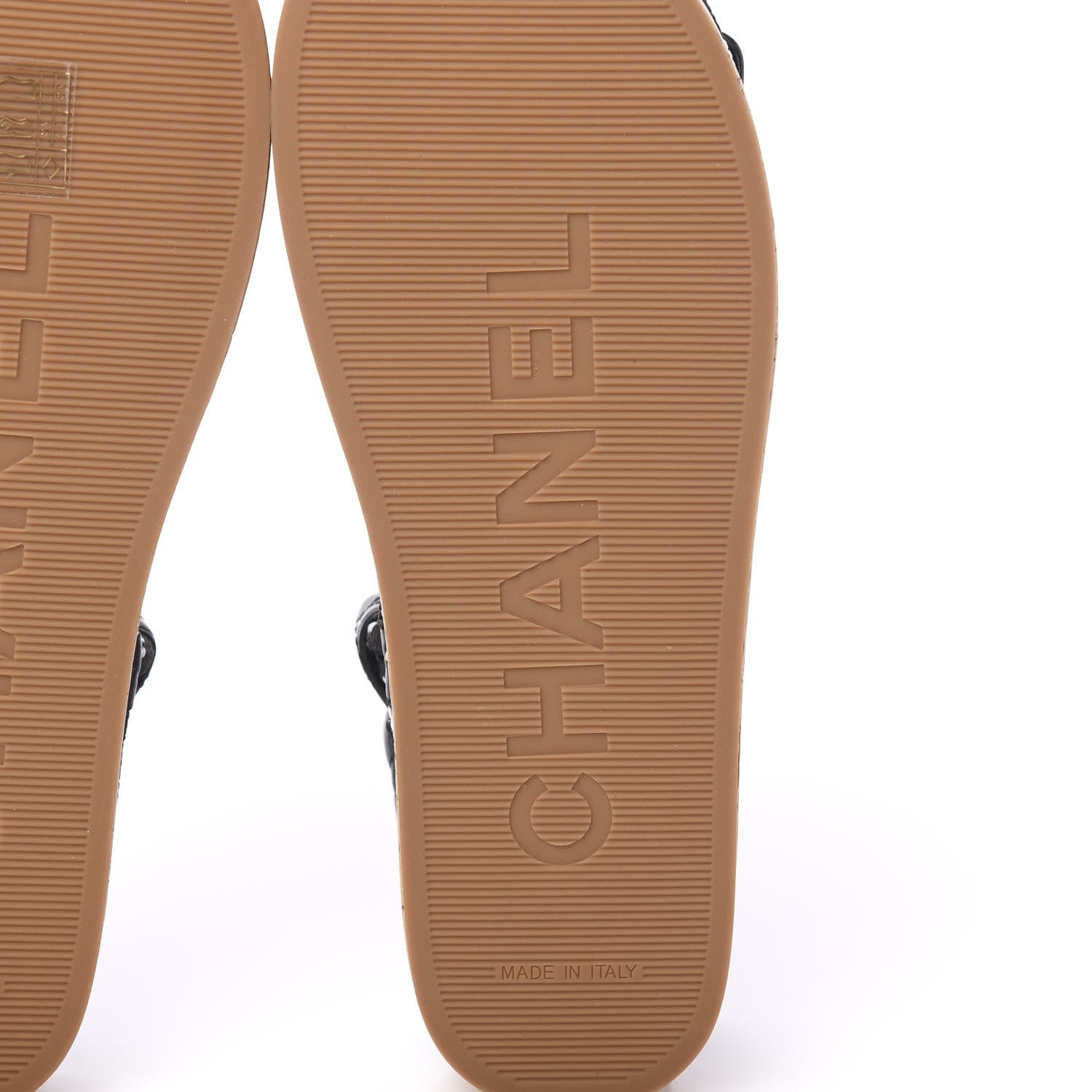 Chanel Cord Lambskin Quilted Logo Sandals 37 Black White 6 of 9