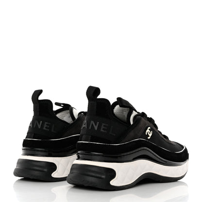 Chanel Velvet Calfskin Mixed Fibers CC Sneakers 38 Black 4 of 9