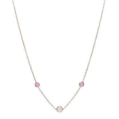 Cartier 18K Pink Gold Diamond Pink Sapphire Cartier D'Amour Station Necklace 1 of 4