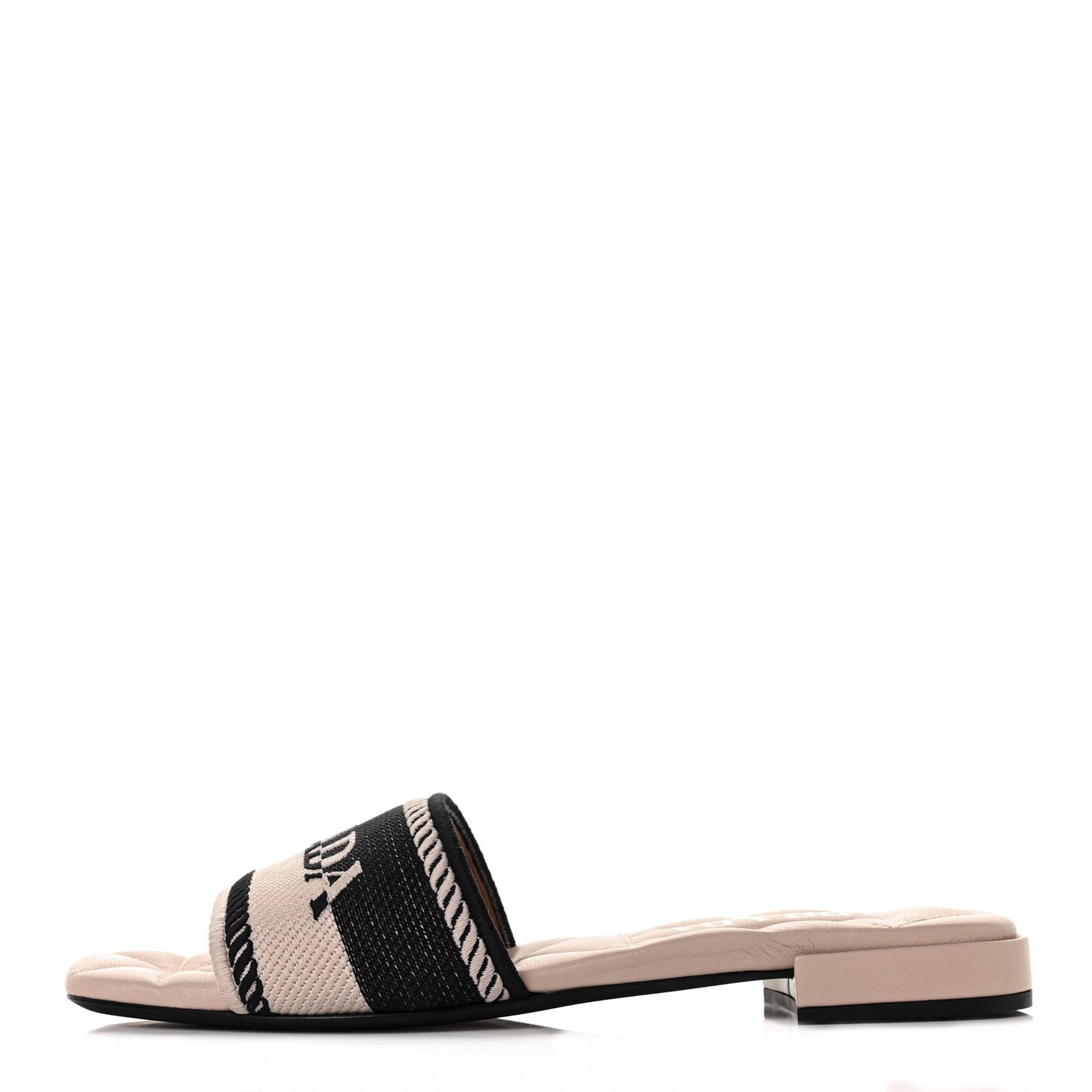 Fabric Logo Embroidered 10mm Slide Sandals 40.5 Black Ninfea