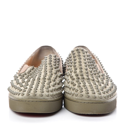Christian Louboutin Suede Spikes Mens Roller Boat Flats 44.5 Vert 2 of 15