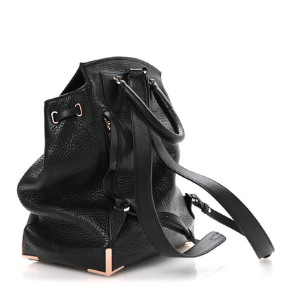 Alexander Wang Pebbled Calfskin Prisma Skeletal Backpack Black Rose Gold Hardware 3 of 11